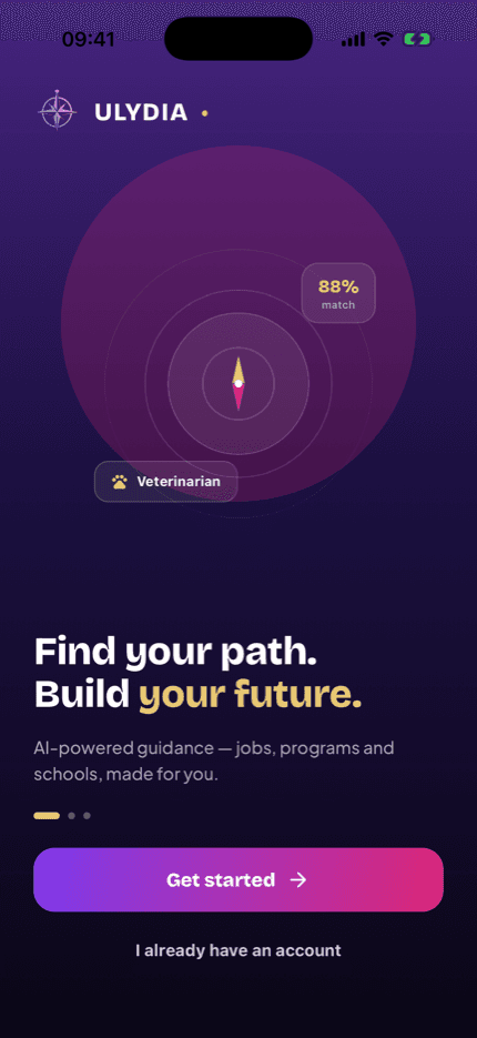 Ecran d accueil de l application ULYDIA